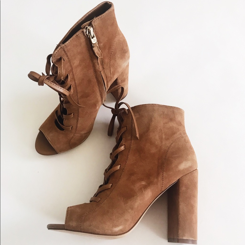 Sam Edelman Suede Leather peep toe boots - Picture 6 of 8